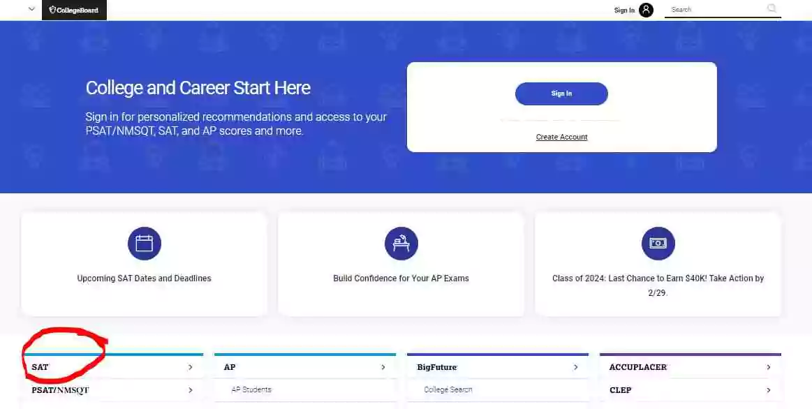 how to find old sat scores for free online step 1