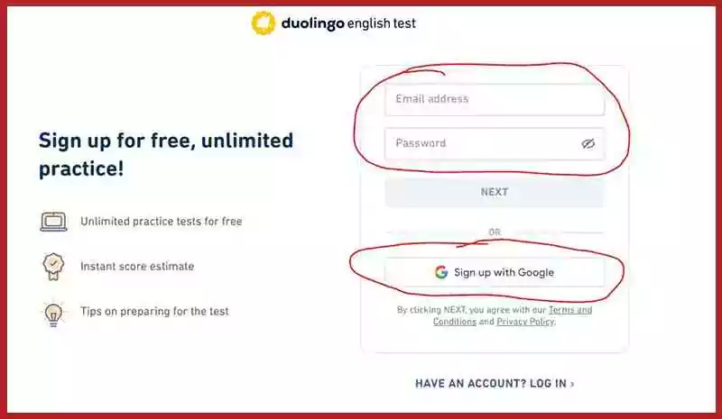 Duolingo English Test registration process step 1