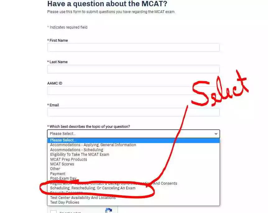 Online Contact Forum Method to Reschedule MCAT step 2