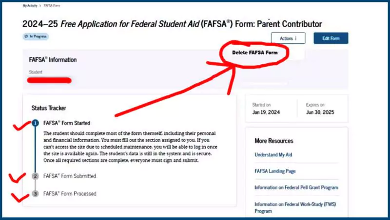 Delete FAFSA Form Before Submitting step 5